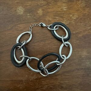 Lia Sophia silver and black chain bracelet